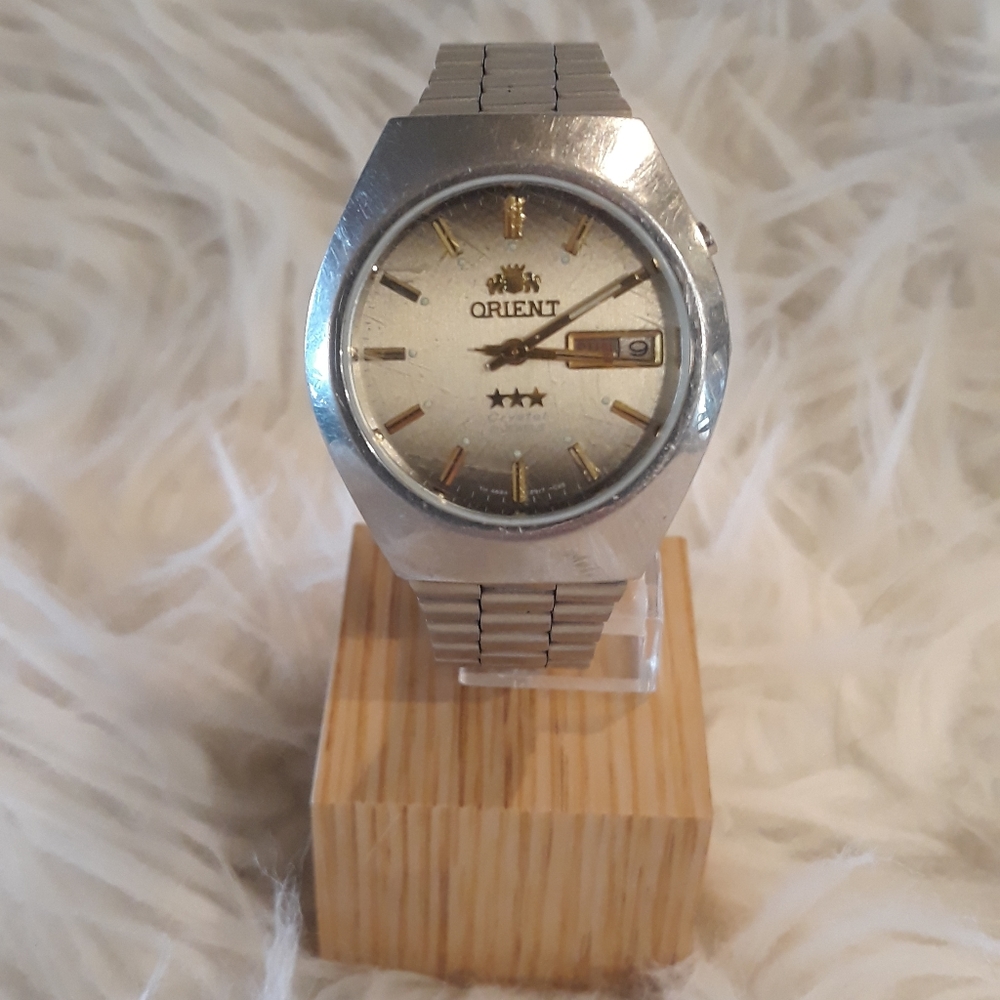 Orient silver tone automatic mens watch